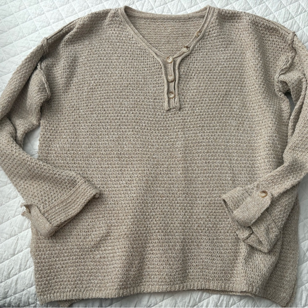 SHEIN Beige Textured Knit Sweater